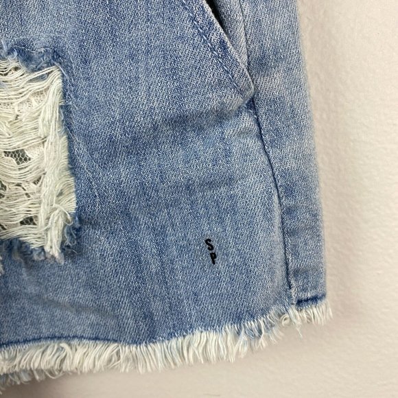 Aerie Denim Shorts S Blue Jean Belted Cut Off Fray Hem Distressed New - Picture 4 of 10